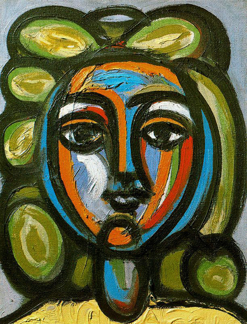Picasso Head of a woman with green curls 1947